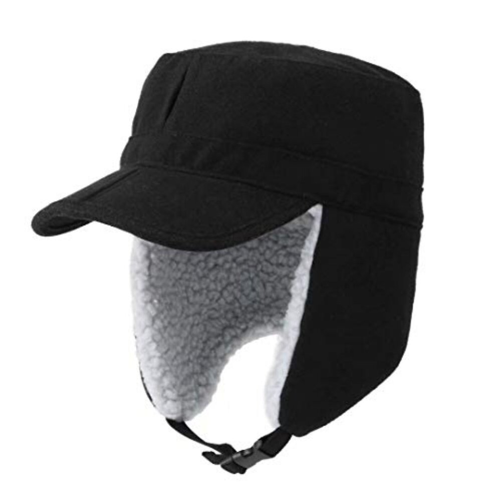 UPF50+ Mens Trooper Trapper Hat Sherpa Lining Earflaps Winter Hats for Men Women